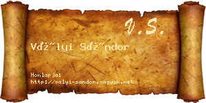 Vályi Sándor névjegykártya
