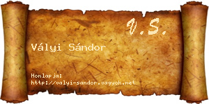 Vályi Sándor névjegykártya