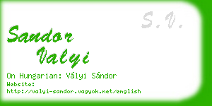 sandor valyi business card